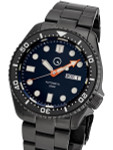 Islander Black Dial Automatic Dive Watch with DLC Case and Bracelet, AR Sapphire Crystal, and Luminous Ceramic Bezel Insert #ISL-34