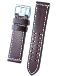 Toscana Brown Italian Leather Strap with Double-Tongue Buckle, Contrasting Stitching #EPBX-25780