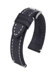 Hirsch Extra Long Liberty One Piece Black Calf Leather Watch Strap #109202-50