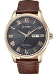 Scratch and Dent - Citizen Automatic Charcoal Dial Watch with Brown Leather Strap #NH8363-14H
