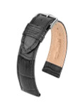 Hirsch Duke Black Alligator Embossed Natural Leather Watch Strap #010280-50