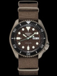 Seiko 5 Sports 24-Jewel Automatic Watch with Textured Chestnut Red Dial and Nylon Strap #SRPD85