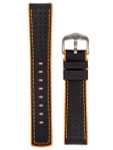 Hirsch ROBBY Sailcloth Effect Performance Watch Strap, Black and Orange #09176940-50