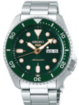 Seiko 5 Sports 24-Jewel Automatic Watch with Green Dial and SS Bracelet #SRPD63