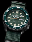 Seiko 5 Sports 24-Jewel Automatic Watch with Textured Green Dial and Nylon Strap #SRPD77