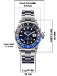 Davosa Ternos Swiss Automatic 200 Meter GMT Dual-Time Watch with "Batman" Ceramic Bezel #16157145