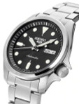 Seiko 5 Sports 24-Jewel Automatic Watch with Black Dial and SS Bracelet #SRPE55