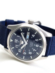 Seiko Military Blue Dial Automatic Watch with 42mm Case, Blue Canvas Strap #SNZG11K1