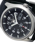 Seiko Military Black Dial Automatic Watch with 42mm Case, Black Canvas Strap #SNZG15K1