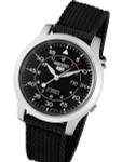 Seiko 5 Military Black Dial Automatic Watch with Black Canvas Strap #SNK809K2