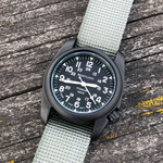Bertucci A-2T Vintage Black Titanium Watch with Olive Drab Nylon Strap #12028