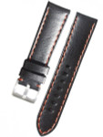 Toscana PANERAI Style Black Italian Leather Strap with Orange Contrasting Stitching #LBV-98230-54