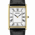 Seiko Classic Thin Quartz Dress Watch with Goldtone Stainless Steel Case #SWR052