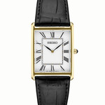 Seiko Classic Thin Quartz Dress Watch with Goldtone Stainless Steel Case #SWR052