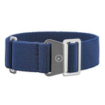 Blue Elastic Woven Nylon Strap with Brushed Finish Steel Clasp #EWB-02-SS