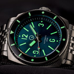 Islander Blue-Green Sandwich Dial Automatic Dive Watch with AR Sapphire Crystal, and Luminous Ceramic Bezel Insert #ISL-79