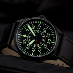 Islander Black DLC Aviator Automatic Watch with Leather Strap and an Anti-Reflective Sapphire Crystal #ISL-81