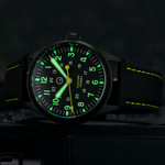 Islander Mitchel Automatic Field Watch with Black DLC SS Case and an AR Sapphire Crystal #ISL-82 lume