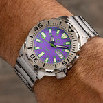 Islander Purple Dial Automatic Dive Watch with AR Double Dome Sapphire Crystal, and 120-click Bezel #ISL-95