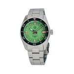 Islander 38mm Automatic Dive Watch with Green Waffle Dial and Red Accents #ISL-126