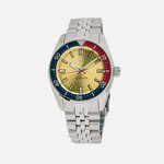 Islander 38mm Automatic Dive Watch with Sunburst Gold Dial and Maroon Accents #ISL-127