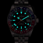 Davosa Swiss Made Ternos Ceramic GMT Automatic with Pepsi Bezel and Trialink Bracelet #16159060 Lume