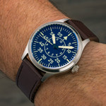 Islander 39mm Automatic Pilot watch with Blue Dial and Sapphire Crystal #ISL-110 wrist