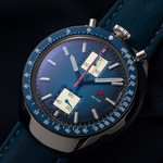 Red Star Bullhead Mechanical Chronograph with Blue Dial #8597G-1 dial zoom