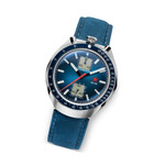 Red Star Bullhead Mechanical Chronograph with Blue Dial #8597G-1 tilt