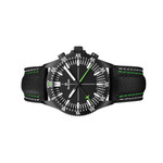 Damasko Black 42mm Chronograph, Green Accents, with 60-Minute Stopwatch Function #DC80BK-Gn side