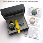 YES V7 Black Titanium World Time Watch with Yellow Accents and Titanium Bracelet #7B-OO-S3