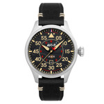 AVI-8 Hawker Hurricane Kenley Clowes Automatic Pilot Watch with Black Aged Dial #AV-4097-03 zoom