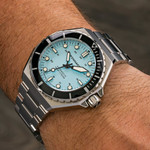 Spinnaker x Islander Dumas Limited Edition Watch with Light Blue Dial #SP-5081-LIW33 wrist