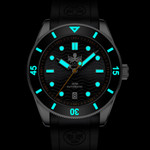 PHOIBOS Wave Master 300-Meter Automatic Dive Watch with Rubber Strap #PY010CR lume