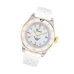 Squale 1545 White Dial Dive Watch with Gold Accents and Rubber Strap #1545WTWT.HTW tilt