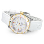 Squale 1545 White Dial Dive Watch with Gold Accents and Rubber Strap #1545WTWT.HTW side