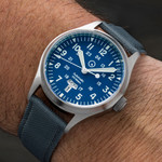 Islander Mitchel "DAY-T" Automatic Field Watch with Blue Dial and Day-Date Display #ISL-194 wrist