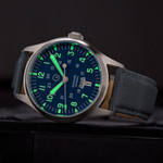 Islander Mitchel "DAY-T" Automatic Field Watch with Blue Dial and Day-Date Display #ISL-194 lume