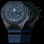 Traser P69 Black Stealth Dive Watch with Blue Dial and Tritium #109856 lume