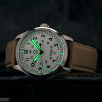 Islander 42mm "DAY-T" Automatic Field Watch with White Dial and Day-Date Display #ISL-198 lume