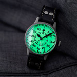 Laco Wien 39 Pilot watch, Swiss Automatic, Type-B Luminous Dial #862154 lume