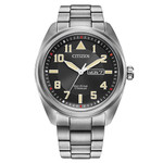 Citizen Eco-Drive Garrison Titanium Watch with Black Dial and Titanium Bracelet #BM8560-53E zoom