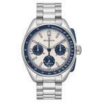 Bulova Lunar Pilot 43.5mm with White and Blue Dial and Stainless Steel Bracelet #98K112 zoom
