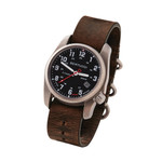 Bertucci A-2T Solar Classic Titanium Field Watch with Brown Leather Strap #12803