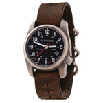 Bertucci A-2T Solar Classic Titanium Field Watch with Brown Leather Strap #12803