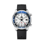 PHOIBOS Eagle Ray 300-Meter Dual-Time GMT Dive Watch with White Dial #PX023G