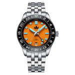 Phoibos Wave Master GMT Automatic Watch with Orange Dial #PY049G