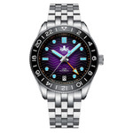 Phoibos Wave Master GMT Automatic Watch with Purple Dial #PY049H