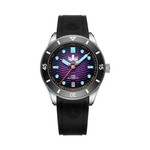PHOIBOS Purple Dial Wave Master Automatic Dive Watch with Rubber Strap #PY010HR