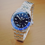 Phoibos Voyager GMT Automatic Watch with Dark Blue Aventurine Dial #PY058B